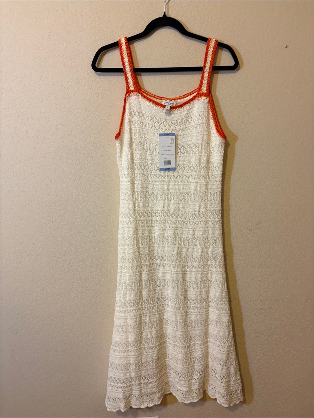 NWT - Jessica Simpson Cream Knit Midi Dress with Orange Trim - size - Large